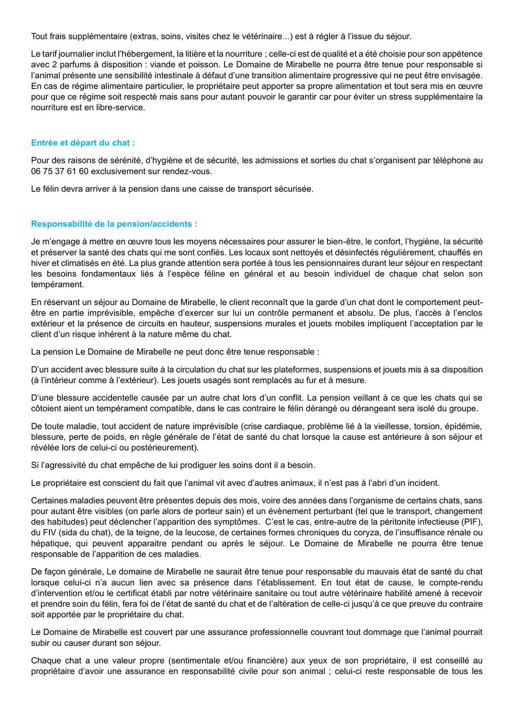 Contrat de séjour — page 2
